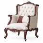 Casa Padrino Luxus Barock Ohrensessel Wei� / Dunkelbraun - Barockstil M�bel