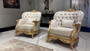 Casa Padrino Luxus Barock Wohnzimmer Sessel Gold Muster / Gold - Prunkvoller Barockstil Sessel - Luxus Wohnzimmer M�bel im Barockstil - Barock M�bel - Edel & Prunkvoll