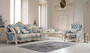 Casa Padrino Luxus Barock Wohnzimmer Sessel mit dekorativem Kissen Hellblau / Creme / Wei� / Gold 97 x 90 x H. 120 cm - Edle Barock Wohnzimmer M�bel
