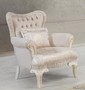Casa Padrino Luxus Barock Sessel Hellrosa / Wei� / Gold 83 x 96 x H. 102 cm - Wohnzimmer Sessel mit dekorativem Kissen - Barockstil M�bel