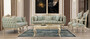 Casa Padrino Luxus Barock Wohnzimmer Set Gr�n / Antik Gold - 2 Sofas & 2 Sessel & 1 Couchtisch - Handgefertigte Wohnzimmer M�bel im Barockstil - Edel & Prunkvoll