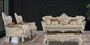 Casa Padrino Luxus Barock Wohnzimmer Set Beige / Braun / Antik Wei� / Gold - 2 Barock Sofas mit Muster & 2 Barock Sessel mit Muster & 1 Barock Couchtisch - Barock Wohnzimmer M�bel