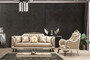 Casa Padrino Luxus Barock Wohnzimmer Set Beige / Cremefarben / Braun / Gold - 2 Sofas & 2 Sessel & 1 Couchtisch - Handgefertigte Wohnzimmer M�bel im Barockstil - Edel & Prunkvoll