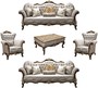 Casa Padrino Luxus Barock Wohnzimmer Set Silbergrau / Braun / Gold - 2 Sofas & 2 Sessel & 1 Couchtisch - Wohnzimmer M�bel - Edel & Prunkvoll