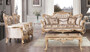 Casa Padrino Luxus Barock Wohnzimmer Set Beige / Braun / Naturfarben - 2 Barock Sofas mit Blumenmuster & 2 Barock Sessel mit Blumenmuster & 1 Barock Couchtisch - Barock Wohnzimmer M�bel
