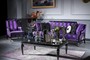Casa Padrino Luxus Barock Wohnzimmer Set Lila / Schwarz / Silber - 1 Sofa & 1 Sessel & 1 Couchtisch & 1 Beistelltisch - Barockm�bel