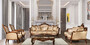 Casa Padrino Luxus Barock Wohnzimmer Set Beige / Braun / Gold - 2 Barock Sofas & 2 Barock Sessel & 1 Barock Couchtisch - Barock Wohnzimmer M�bel