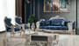 Casa Padrino Luxus Barock Wohnzimmer Set Blau / Creme / Kupfer / Gold - 2 Sofas & 2 Sessel & 1 Couchtisch - Handgefertigte Wohnzimmer M�bel im Barockstil - Edel & Prunkvoll