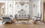 Casa Padrino Luxus Barock Wohnzimmer Set T�rkis / Silber / Gold - 2 Sofas & 2 Sessel & 1 Couchtisch - Wohnzimmer M�bel im Barockstil - Edel & Prunkvoll