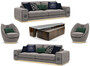 Casa Padrino Luxus Wohnzimmer Set Grau / Braun - 2 Sofas & 2 Sessel & 1 Couchtisch Set - Edle Wohnzimmerm�bel - Luxus M�bel