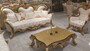 Casa Padrino Luxus Barock Wohnzimmer Set Cremefarben / Braun / Gold - 2 Barock Sofas & 2 Barock Sessel & 1 Barock Couchtisch - Barock Wohnzimmer M�bel