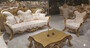 Casa Padrino Luxus Barock Wohnzimmer Set Cremefarben / Braun / Gold - 2 Barock Sofas & 2 Barock Sessel & 1 Barock Couchtisch - Barock Wohnzimmer M�bel