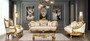 Casa Padrino Luxus Barock Wohnzimmer Set Cremefarben / Gold - 2 Barock Sofas & 2 Barock Sessel & 1 Barock Couchtisch - Barock Wohnzimmer M�bel