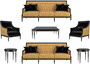 Casa Padrino Luxus Barock Wohnzimmer Set Gold / Schwarz / Antik Gold - 2 Sofas & 2 Sessel & 1 Couchtisch & 2 Beistelltische - M�bel im Barockstil - Edle Barock Wohnzimmer M�bel