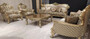 Casa Padrino Luxus Barock Wohnzimmer Set Gold / Gr�n / Gold - 2 Barock Sofas mit Muster & 2 Barock Sessel mit Muster & 1 Barock Couchtisch - Barock Wohnzimmer M�bel