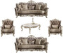 Casa Padrino Luxus Barock Wohnzimmer Set Braun / Beige / Wei� / Gold - 2 Sofas & 2 Sessel & 1 Couchtisch - Edle Barock Wohnzimmer M�bel