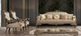 Casa Padrino Luxus Barock Wohnzimmer Set Grau / Beige / Silber / Gold - 2 Barock Sofas mit Muster & 2 Barock Sessel mit Muster & 1 Barock Couchtisch - Barock Wohnzimmer M�bel