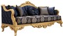 Casa Padrino Luxus Barock Wohnzimmer Set Dunkelblau / Gold - 2 Sofas & 2 Sessel & 1 Couchtisch - Prunkvolle Barock Wohnzimmer M�bel