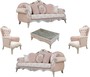 Casa Padrino Luxus Barock Wohnzimmer Set Rosa / Silber / Gold - 2 Sofas mit Kissen & 2 Sessel & 1 Couchtisch - Wohnzimmerm�bel im Barockstil - Edle Barock M�bel
