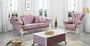 Casa Padrino Barock Wohnzimmer Set Rosa / Wei� / Gold - 2 Sofas & 2 Sessel & 1 Couchtisch - Wohnzimmer M�bel im Barockstil - Edle Barock M�bel