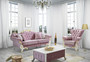 Casa Padrino Barock Wohnzimmer Set Rosa / Wei� / Gold - 2 Sofas & 2 Sessel & 1 Couchtisch - Wohnzimmer M�bel im Barockstil - Edle Barock M�bel
