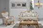 Casa Padrino Luxus Barock Wohnzimmer Set Hellblau / T�rkis / Gold - 2 Sofas & 2 Sessel & 1 Couchtisch - Wohnzimmer M�bel im Barockstil - Edel & Prunkvoll