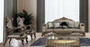 Casa Padrino Luxus Barock Wohnzimmer Set Silber / Schwarz / Gold - 2 Barock Sofas & 2 Barock Sessel & 1 Barock Couchtisch - Barock Wohnzimmer M�bel
