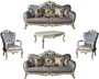 Casa Padrino Luxus Barock Wohnzimmer Set Blau / Wei� / Gold - 2 Sofas & 2 Sessel & 1 Couchtisch - M�bel im Barockstil - Edel & Prunkvoll