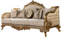 Casa Padrino Luxus Barock Wohnzimmer Set Gold / Antik Gold - 2 Barock Sofas & 2 Barock Sessel & 1 Barock Couchtisch - Luxus Wohnzimmer M�bel im Barockstil - Barock M�bel - Edel & Prunkvoll