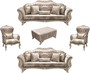 Casa Padrino Luxus Barock Wohnzimmer Set Grau / Creme / Gold - 2 Sofas & 2 Sessel & 1 Couchtisch - Wohnzimmerm�bel im Barockstil - Edle Barock M�bel