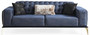 Casa Padrino Luxus Art Deco Chesterfield Wohnzimmer Set Schwarz / Blau / Wei� - 2 Sofas & 2 Drehsessel & 1 Couchtisch - Edle Wohnzimmer M�bel