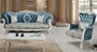 Casa Padrino Luxus Barock Wohnzimmer Set Blau / Wei� / Gold - 2 Sofas & 2 Sessel & 1 Couchtisch - Prunkvolle Wohnzimmer M�bel im Barockstil