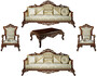 Casa Padrino Luxus Barock Wohnzimmer Set Gold / Braun / Bronze - 2 Sofas & 2 Sessel & 1 Couchtisch - Wohnzimmer M�bel im Barockstil - Edel & Prunkvoll