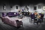 Casa Padrino Luxus Barock Wohnzimmer & Esszimmer Set Lila / Schwarz / Silber - Barockm�bel