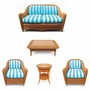 Casa Padrino Luxus Rattan Wohnzimmer Set - 1 Sofa & 2 Sessel & 1 Couchtisch & 1 Beistelltisch - Hotel M�bel - Luxus M�bel