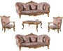 Casa Padrino Luxus Barock Wohnzimmer Set Rosa / Gold - 2 Sofas & 2 Sessel & 1 Couchtisch - Wohnzimmer M�bel - Edel & Prunkvoll