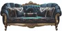 Casa Padrino Luxus Barock Wohnzimmer Set Blau / Gold - 2 Sofas & 2 Sessel & 1 Couchtisch - Wohnzimmer M�bel - Edel & Prunkvoll