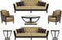 Casa Padrino Luxus Barock Wohnzimmer Set Gold / Schwarz - 2 Sofas & 2 Sessel & 1 Couchtisch & 2 Beistelltische - Wohnzimmerm�bel im Barockstil - Edle Barock M�bel