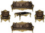 Casa Padrino Luxus Barock Wohnzimmer Set Braun / Schwarz / Gold - 2 Sofas & 2 Sessel & 1 Couchtisch - Prunkvolle Wohnzimmer M�bel im Barockstil