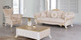 Casa Padrino Barock Wohnzimmer Set Beige / Wei� / Gold - 2 Sofas & 2 Sessel & 1 Couchtisch - Wohnzimmer M�bel im Barockstil - Edle Barock M�bel