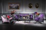 Casa Padrino Luxus Barock Wohnzimmer Set Lila / Schwarz / Silber - 2 Sofas & 2 Sessel & 1 Couchtisch & 2 Beistelltische - Barockm�bel