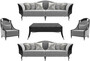 Casa Padrino Luxus Art Deco Wohnzimmer Set Grau / Schwarz / Silber - 2 Sofas & 2 Sessel & 1 Couchtisch mit Marmorplatte - Edle Art Deco Wohnzimmer M�bel