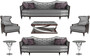 Casa Padrino Luxus Wohnzimmer Set Silber / Schwarz / Dunkelbraun - 2 Sofas & 2 Sessel & 1 Couchtisch & 2 Beistelltische - Luxus Wohnzimmer M�bel
