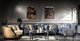 Casa Padrino Luxus Barock Wohnzimmer Set Blau / Gold / Schwarz - 2 Sofas & 2 Sessel & 1 Couchtisch & 2 Beistelltische - Barock M�bel - Edel & Prunkvoll
