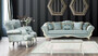 Casa Padrino Luxus Barock Wohnzimmer Set T�rkis / Wei� / Gold - 2 Barock Sofas & 2 Barock Sessel & 1 Barock Couchtisch - Barock Wohnzimmer M�bel