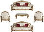 Casa Padrino Luxus Barock Wohnzimmer Set Wei� / Gold / Braun - 2 Sofas & 2 Sessel & 1 Couchtisch - Wohnzimmer M�bel im Barockstil - Edel & Prunkvoll