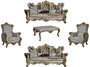Casa Padrino Luxus Barock Wohnzimmer Set Gold / Wei� / Grau / Gold - 2 Sofas & 2 Sessel & 1 Couchtisch - Barock Wohnzimmer M�bel - Edel & Prunkvoll