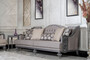 Casa Padrino Luxus Barock Wohnzimmer Sofa Grau / Grau - Handgefertigtes Barockstil Sofa mit dekorativen Kissen - Luxus Wohnzimmer M�bel im Barockstil - Barock M�bel