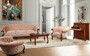 Casa Padrino Luxus Barock Wohnzimmer Sofa Rosa / Wei� / Dunkelbraun - Handgefertigtes Barockstil Sofa - Prunkvolle Luxus Wohnzimmer M�bel im Barockstil - Barock M�bel