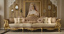 Casa Padrino Luxus Barock Wohnzimmer Sofa Braun / Creme / Gold 360 x 100 x H. 115 cm - Prunkvolles Sofa im Barockstil - Edle Barock Wohnzimmer M�bel